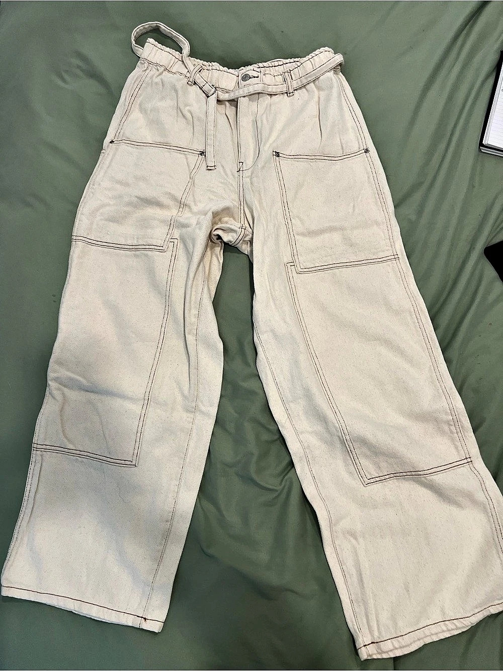 Primark Cream Wide Leg Trousers Size UK 16